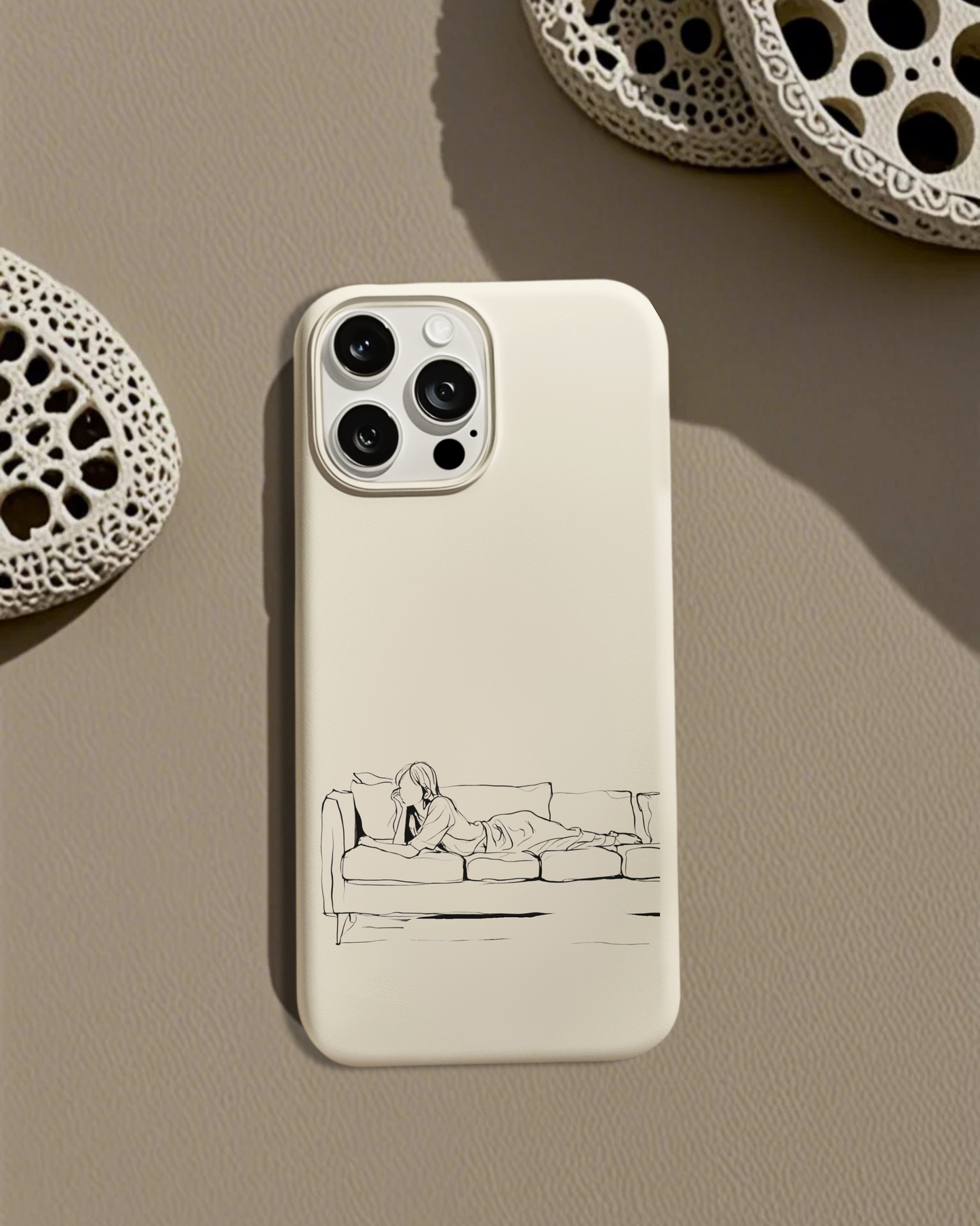 Cozy Sofa Line Art Phone Case, Minimalist & Relaxing Design For iPhone 16 15 Pro 14 12 XR 8 Samsung