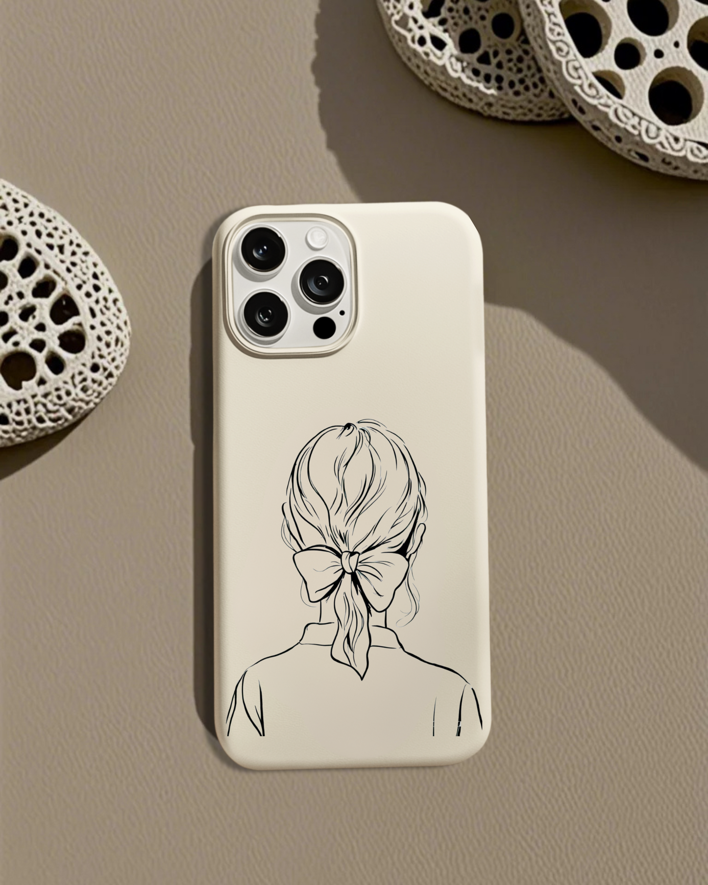 Graceful Bow Phone Case, Elegant Minimalist Line Art Product