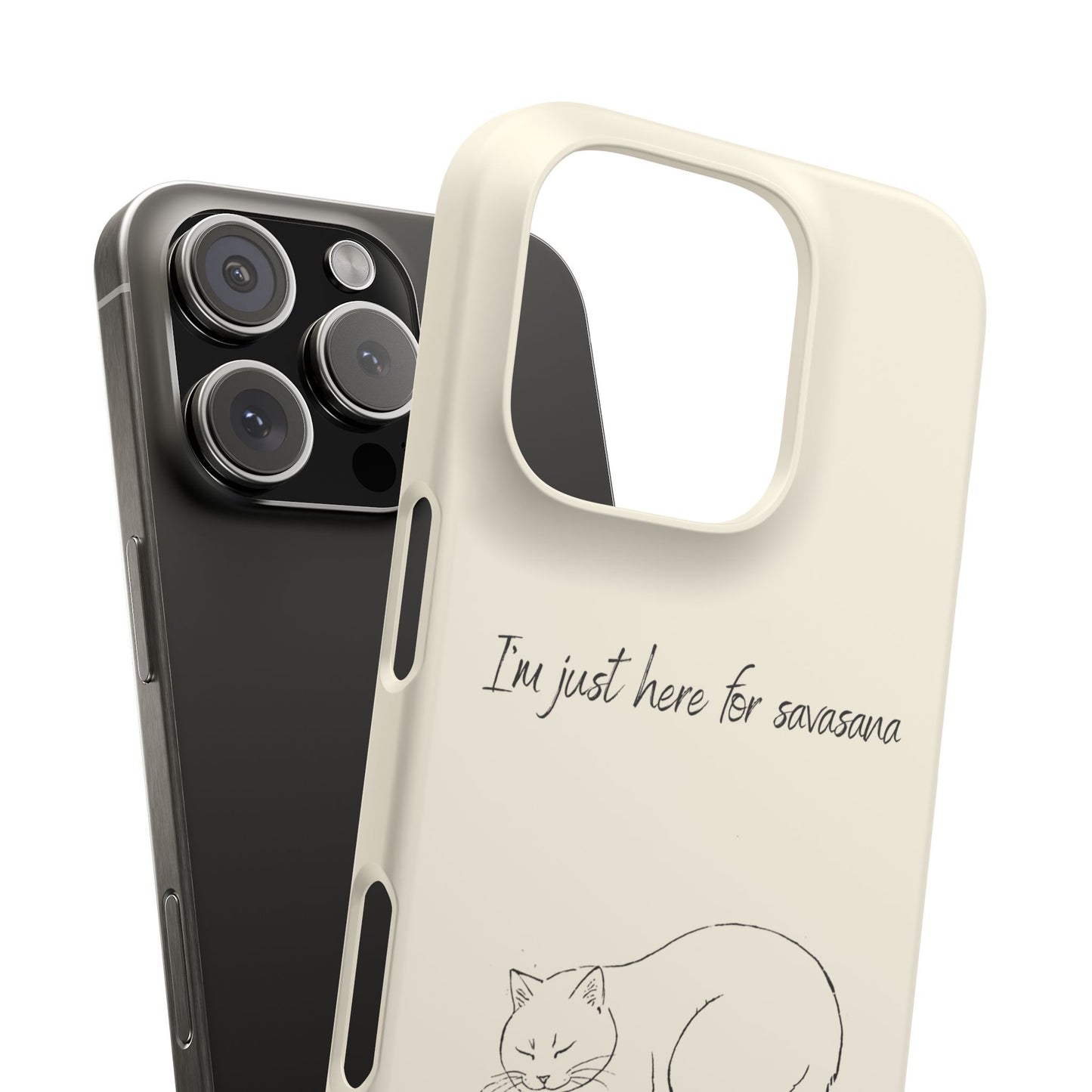 Just Here for Savasana – Minimalist Cat Line Art Phone Case