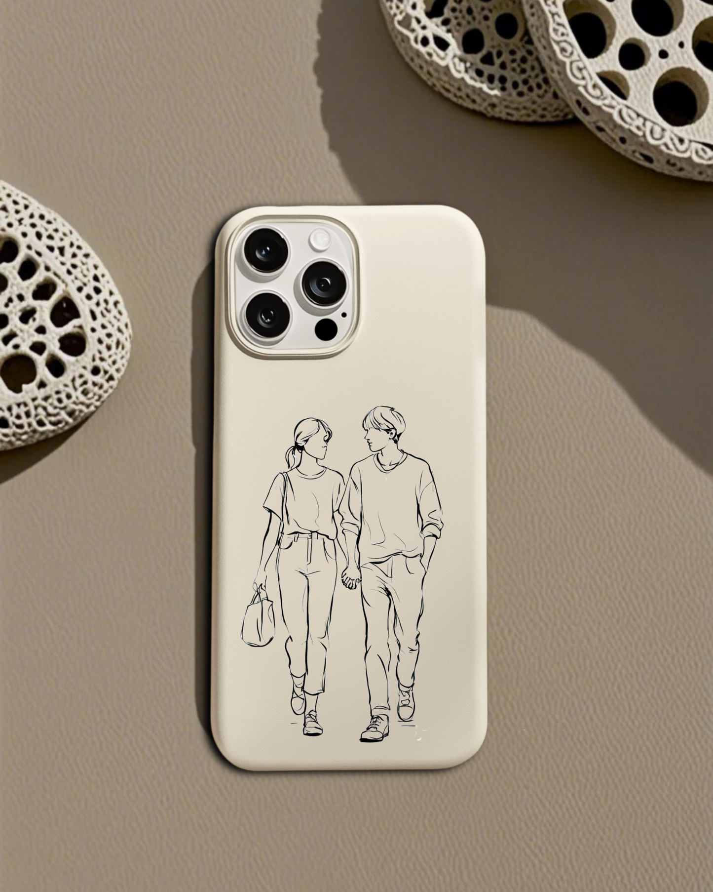 Together Forever Line Art Phone Case, Minimalist Couple Design