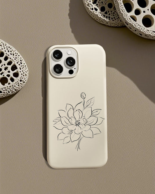Lotus Line Art Phone Case, Minimalist & Serene Floral Design For iPhone 16 15 Pro 14 12 XR 8 Samsung