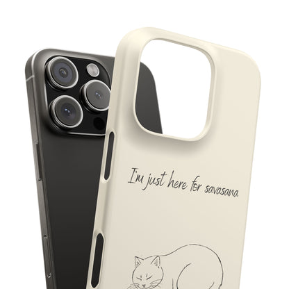 Just Here for Savasana – Minimalist Cat Line Art Phone Case