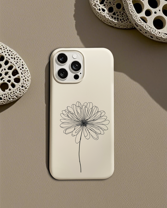 Chrysanthemum Line Art Phone Case - Minimalist Floral Design