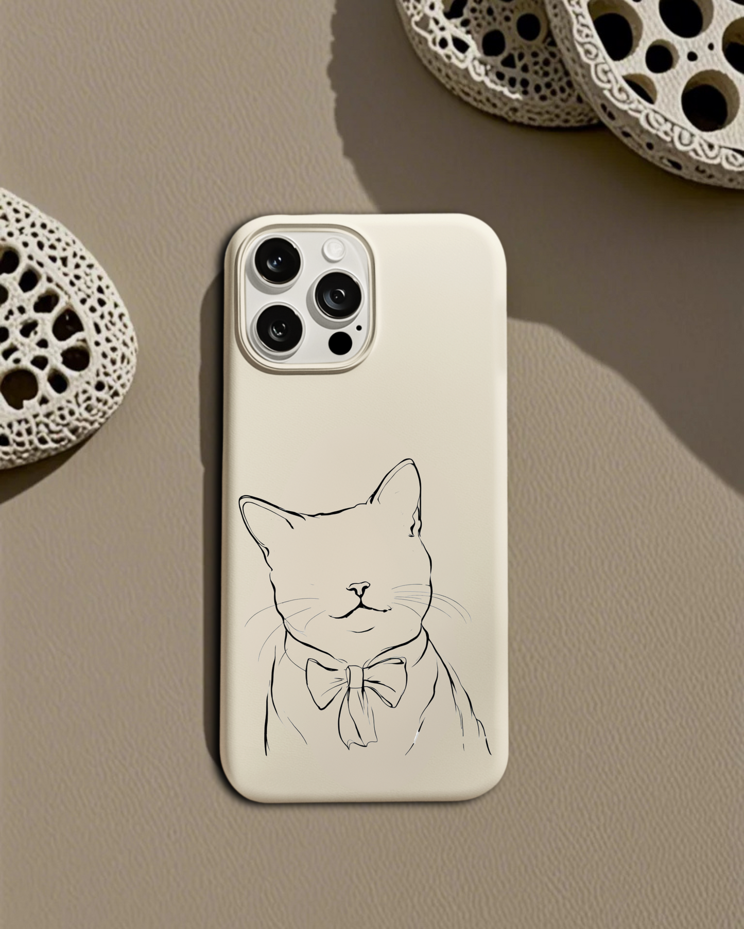 Charming Whiskers, Minimalist Cat Portrait Phone Case