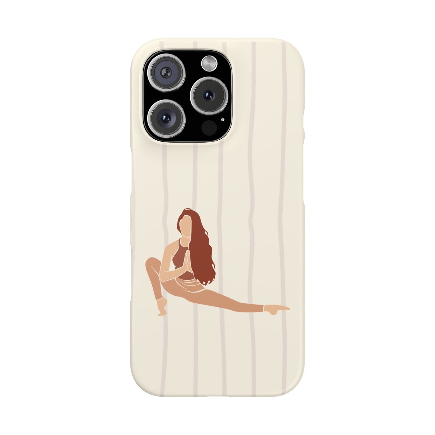 Grounded Grace – Yoga Squat Pose with Thin Stripe Background Phone Case