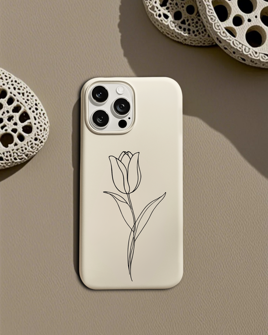 Minimalist Tulip Line Art Phone Case - Aesthetic and Protective Floral Design