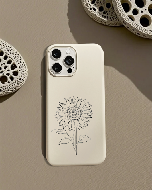 Sunflower Line Art Phone Case, Minimalist Floral Design For iPhone 16 15 Pro 14 12 XR 8 Samsung