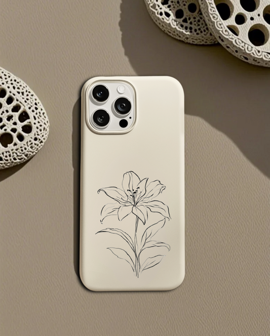 Lily Line Art Phone Case - Elegant Minimalist Floral Design